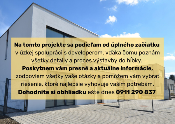 NOVOSTAVBA v štandarde – 4-izbový dom s terasou, parkovaním a nízkymi nákladmi v Kráľovej pri Senci