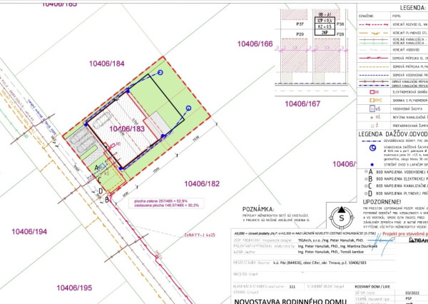 Stavebný pozemok s projektom na rodinný dom s garážou